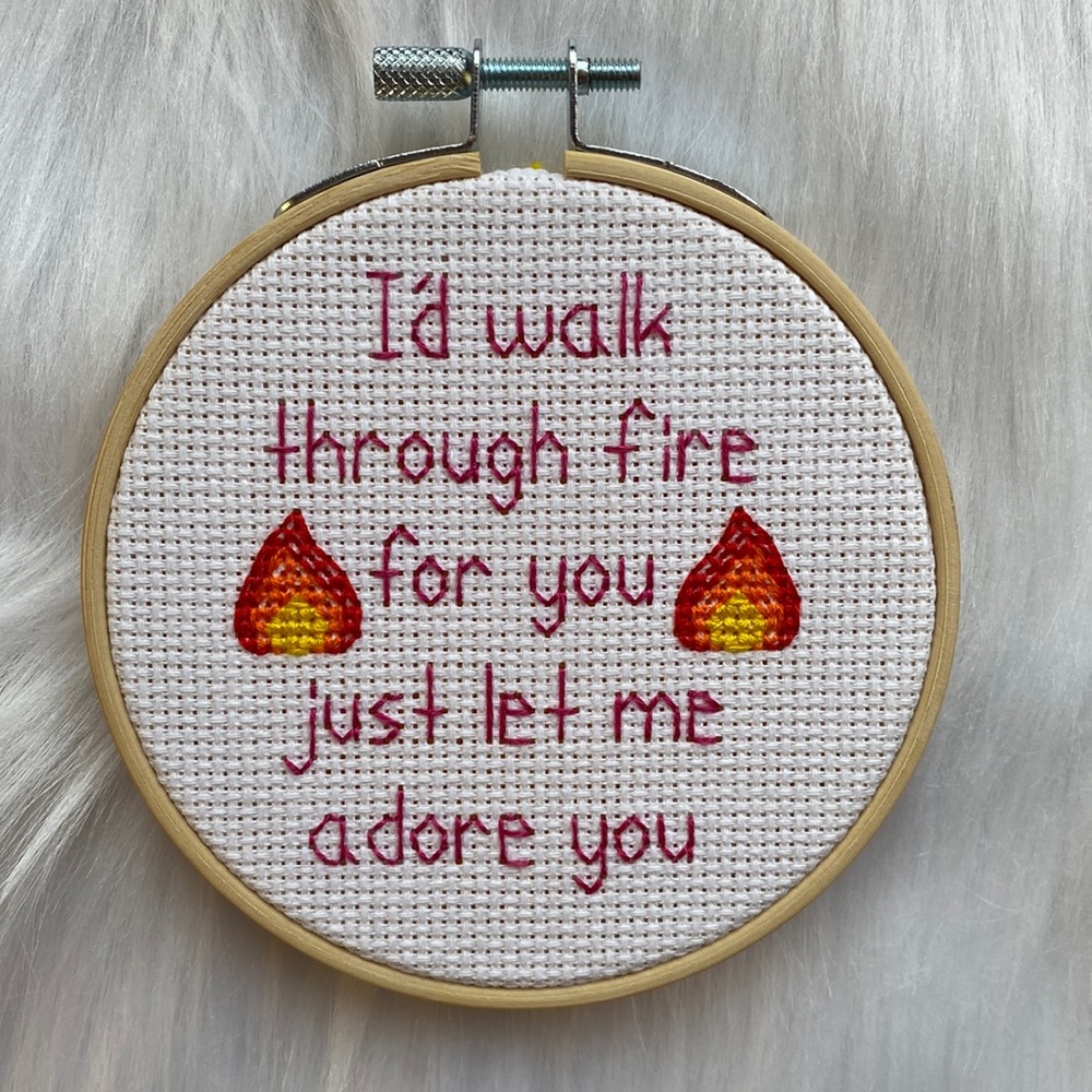 Handmade Harry Styles Adore You Lyrics 4-inch Cross Stitch